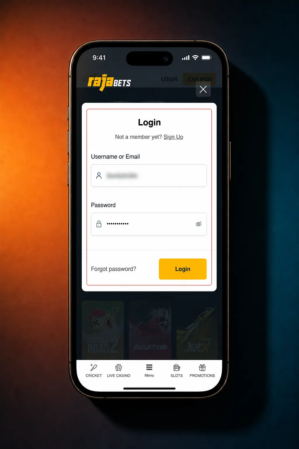 Player registering on a licensed platform to access Funky Time
